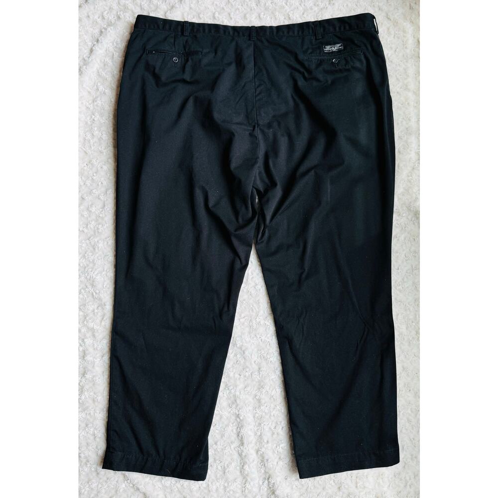 POLO by Ralph Lauren Mens Black Classic Chino Flat Front Cotton Pants Waist 52"